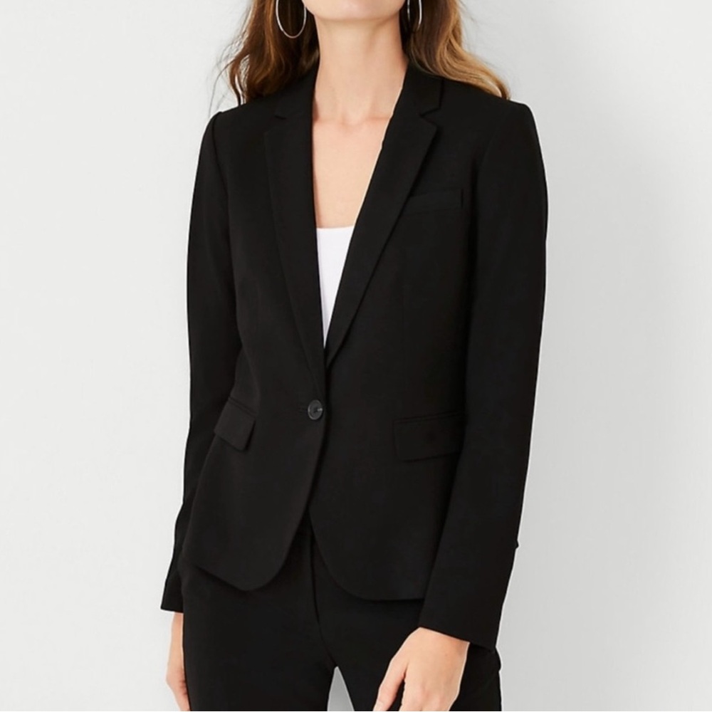 Ann Taylor Classic Black One Button Blazer